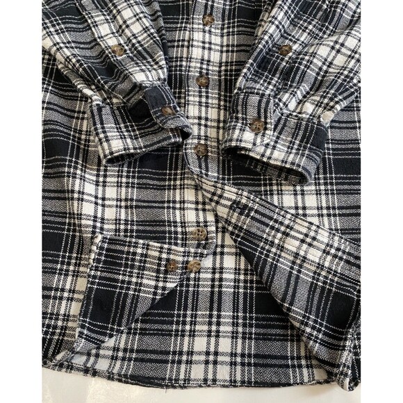 Woolrich Trout Run Men's Long Sleeve Shirt M Plaid Black Cotton Button Down - Picture 6 of 12